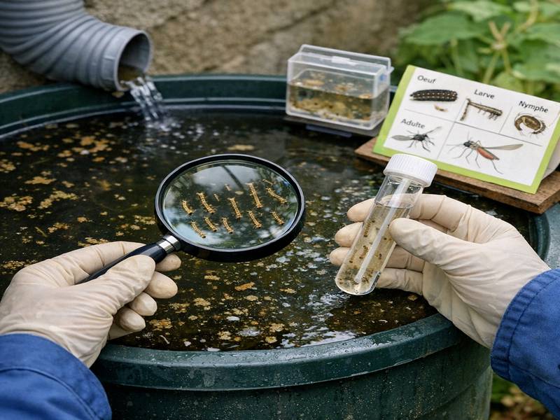 Contrôle des larves de moustiques dans un récupérateur d'eau